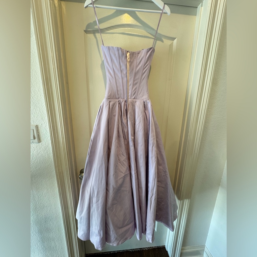 House of CB Lavender Strapless Corset Pleated Midi Dress - Picture 8 of 17